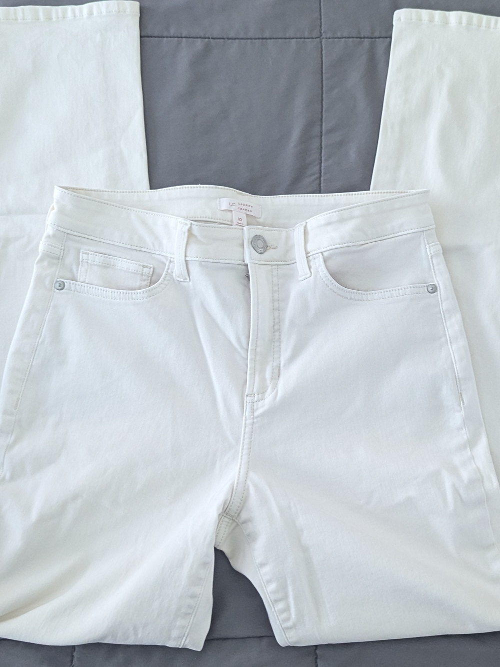 Lauren Conrad High Rise Curvy Skinny Jeans in White Waist 10 Like New